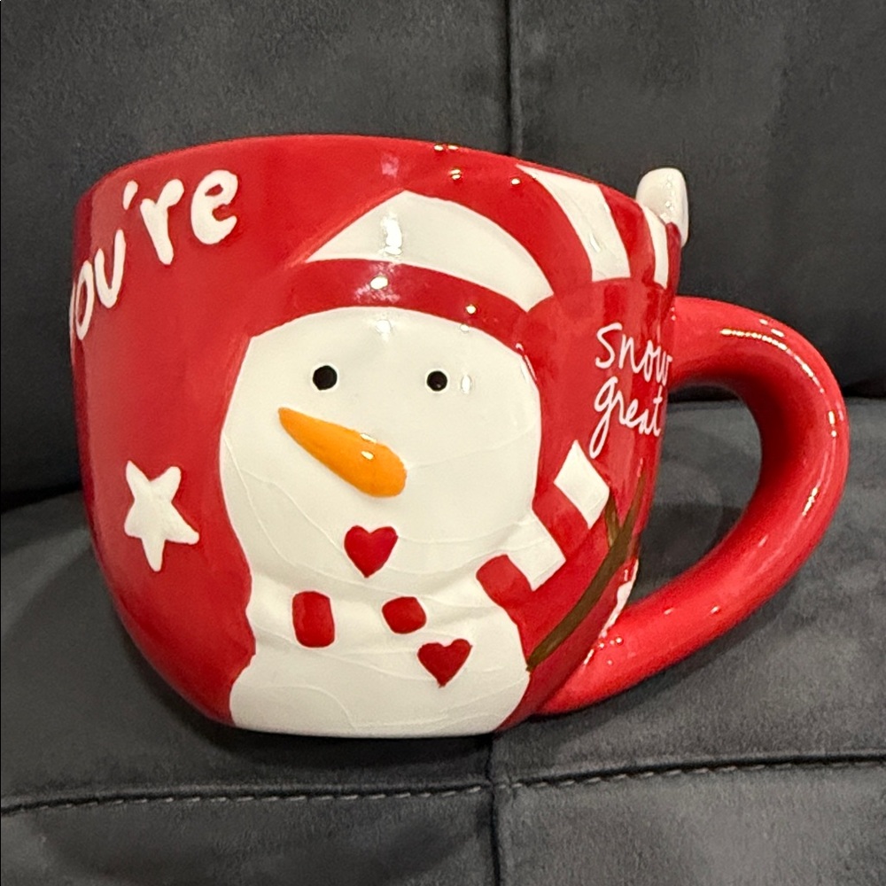 Sandra Magsamen Jumbo Mug Red Embossed Your and Snow Great Snowman